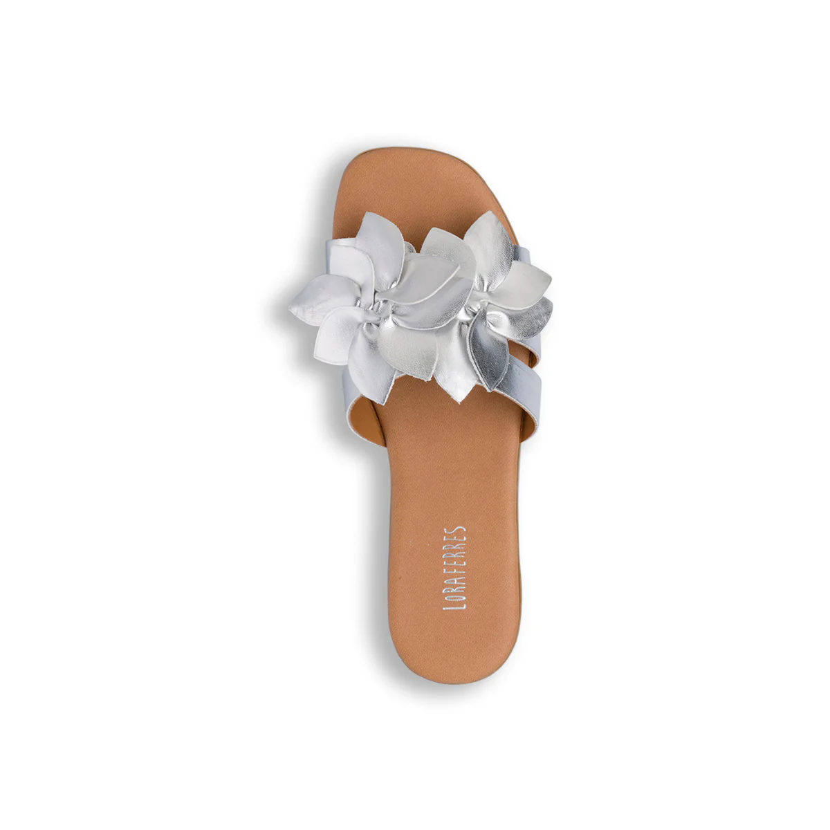 Ciabattine flat argento da Donna con motivo decorativo floreale Lora Ferres - Image 6