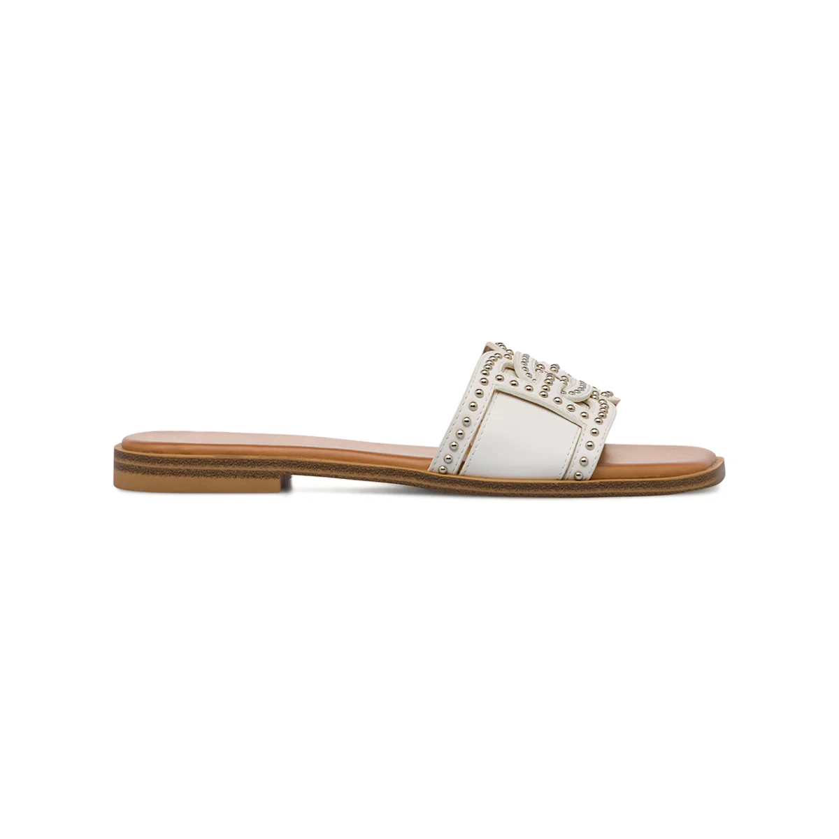 Ciabattine Flat Bianche da Donna con borchie sulla tomaia Swish Jeans - Image 4