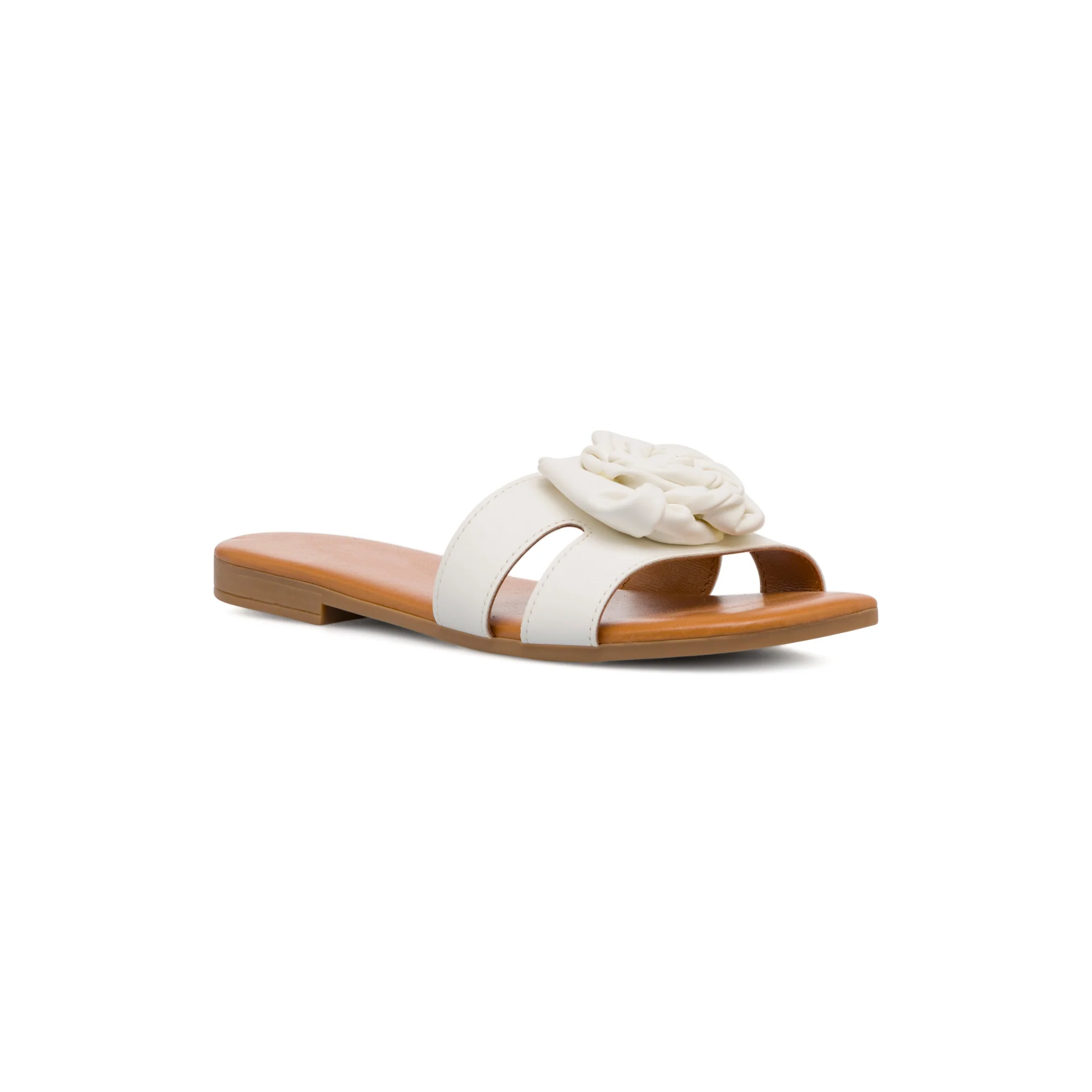 Ciabattine Flat bianche da Donna con fiore in rilievo Lora Ferres - Image 2