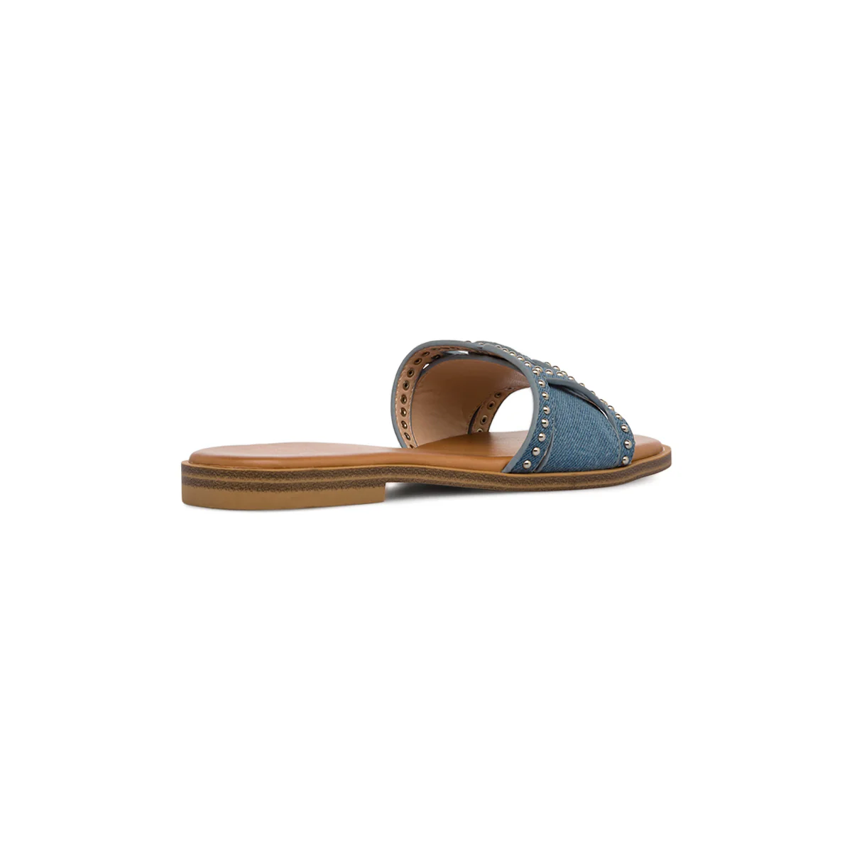 Ciabattine Flat Blu effetto Jeans da Donna con Borchie Swish Jeans - Image 5