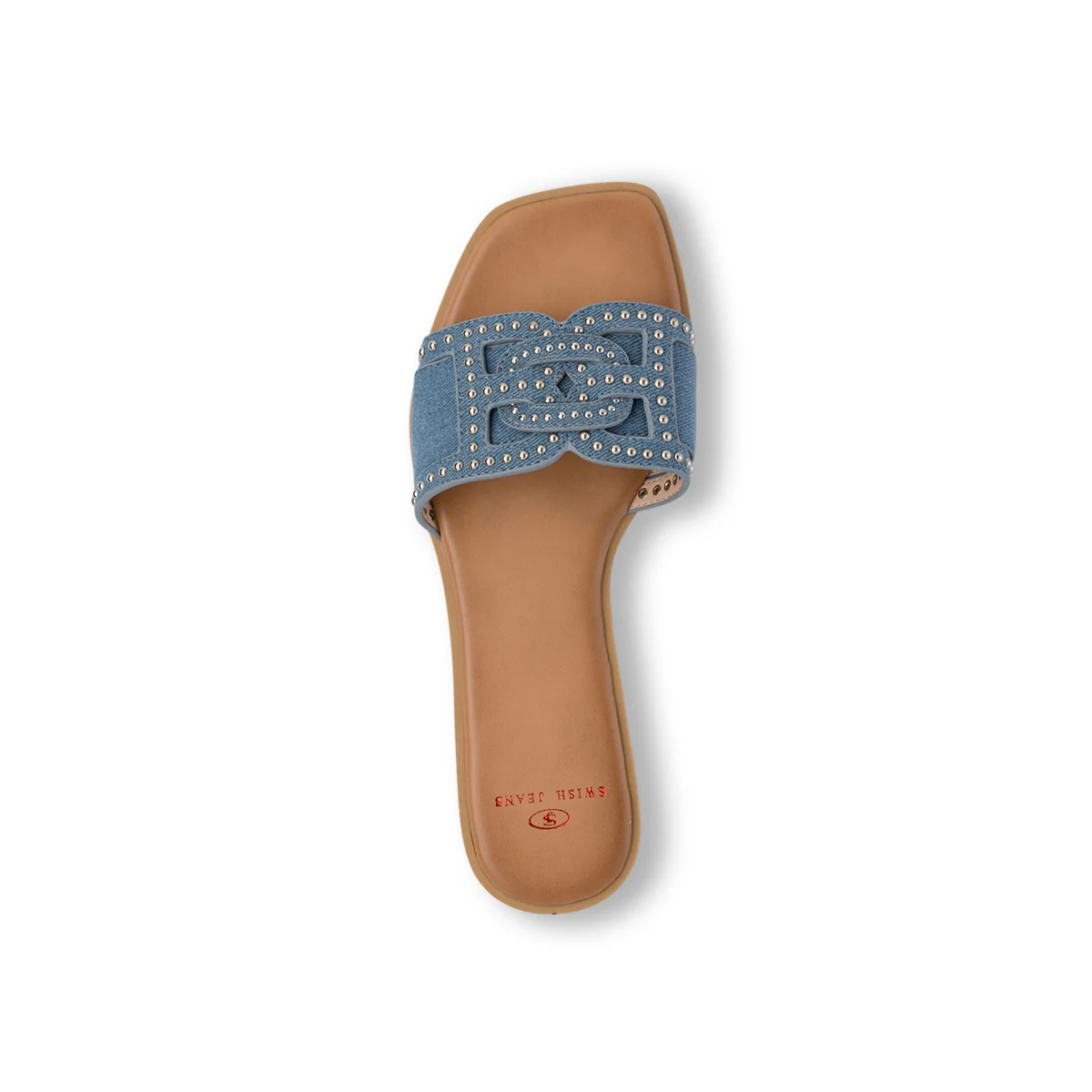 Ciabattine Flat Blu effetto Jeans da Donna con Borchie Swish Jeans - Image 7