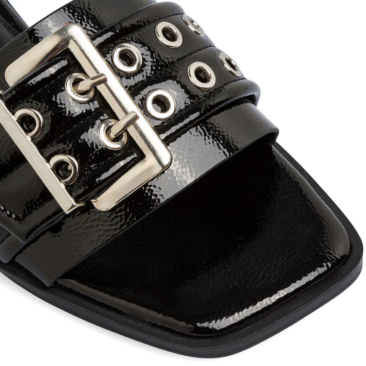 Ciabattine flat Nere da Donna con dettagli in metallo e Fibbia Lora Ferres - Image 4