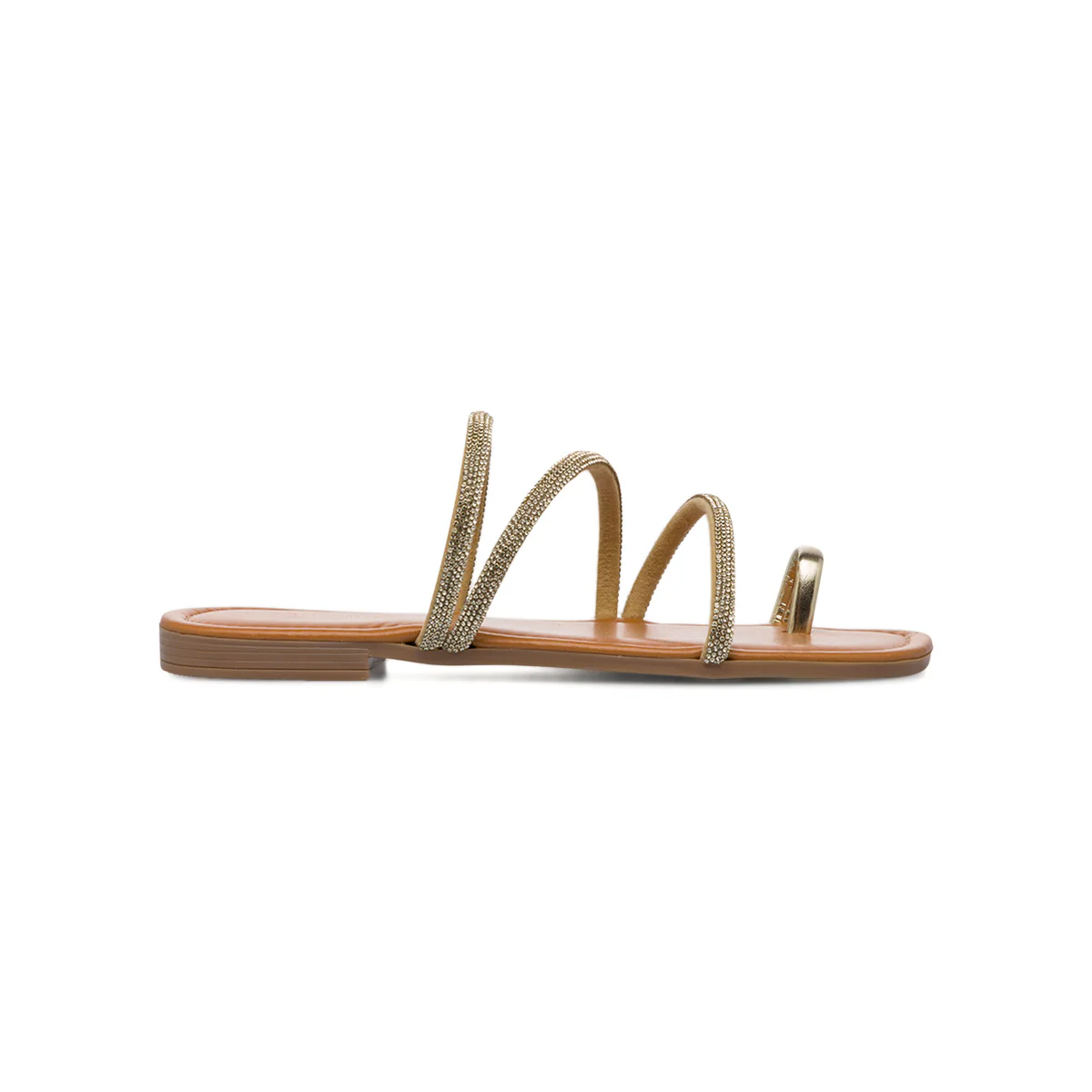 Ciabattine flat oro da Donna con dettaglio gioiello strass Lora Ferres - Image 4