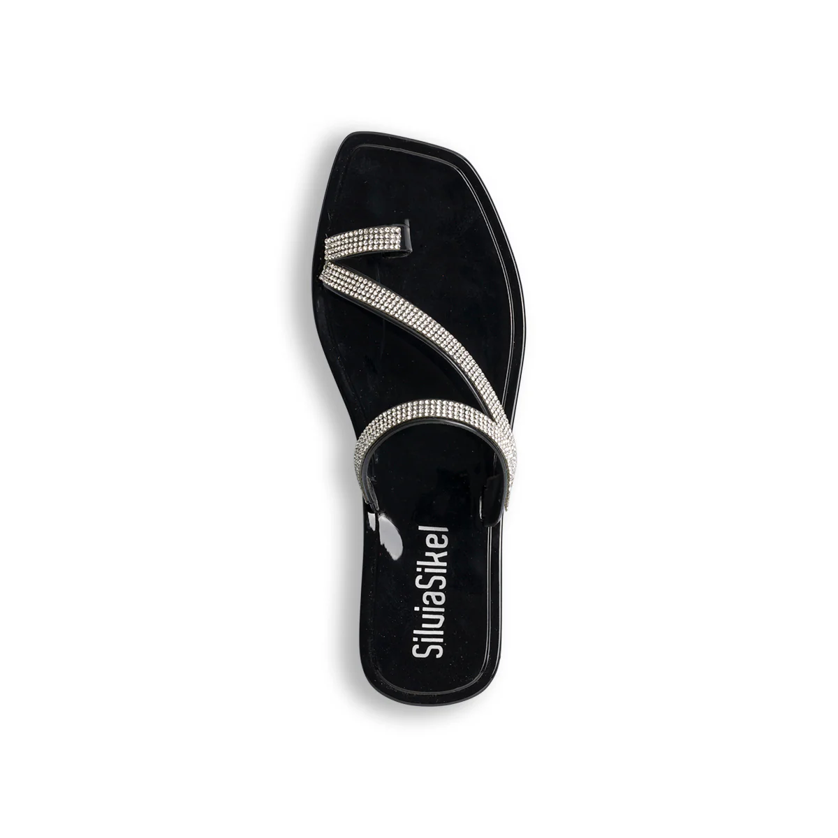 Ciabattine infradito nere con strass da donna Lora Ferres On The Beach - Image 8