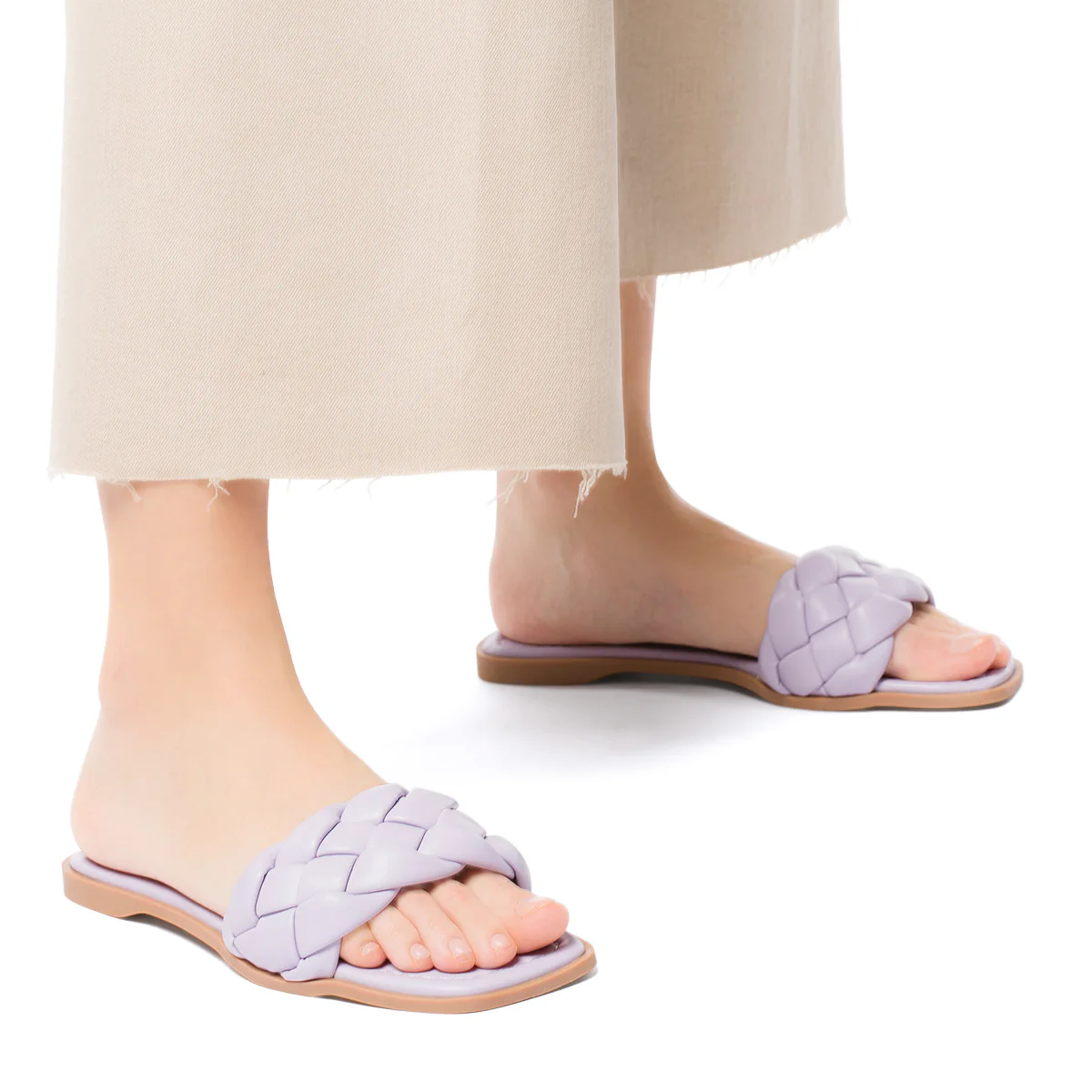 Ciabattine lilla da donna con fascia intrecciata Lora Ferres - Image 2
