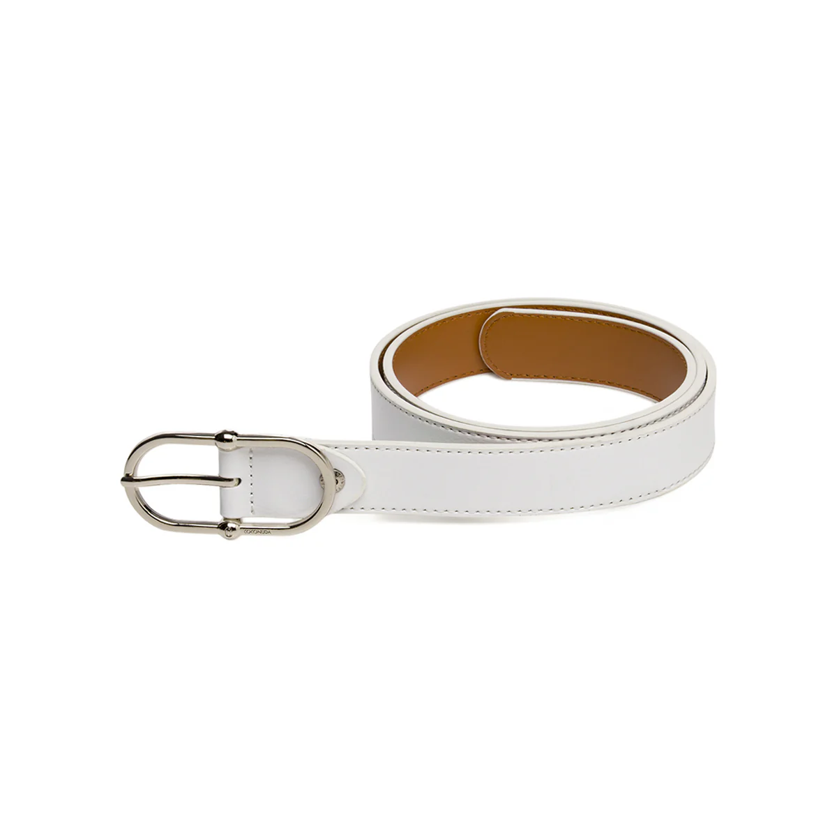 Cintura bianca da Donna in pelle con fibbia color argento Coconuda