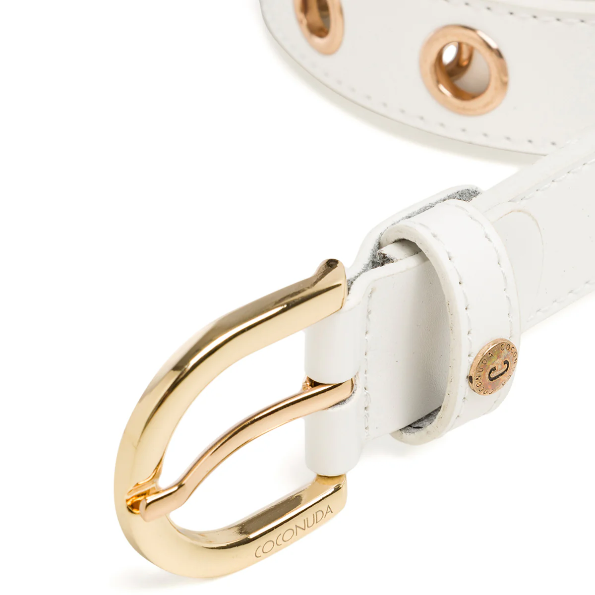 Cintura bianca da donna in pelle con occhielli in metallo Coconuda - Image 4