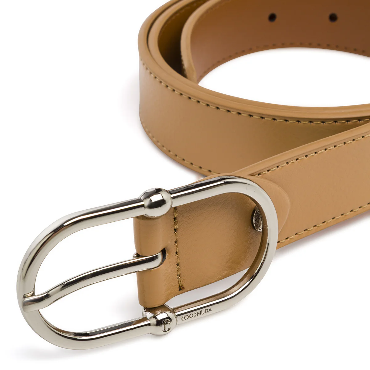 Cintura da Donna in pelle beige con fibbia arrotondata Coconuda - Image 4