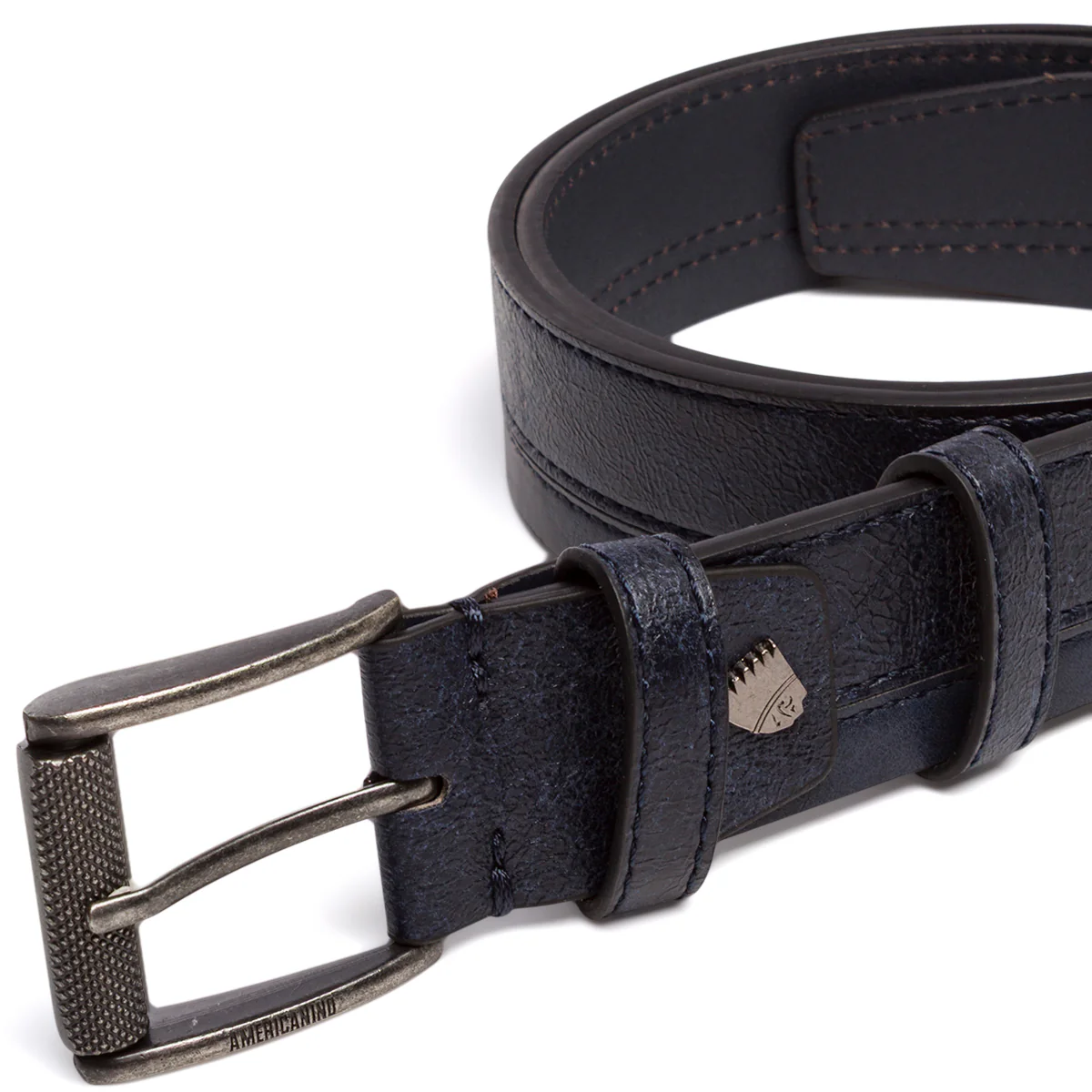 Cintura da Uomo Blu con Fibbia Rettangolare Americanino - Image 4
