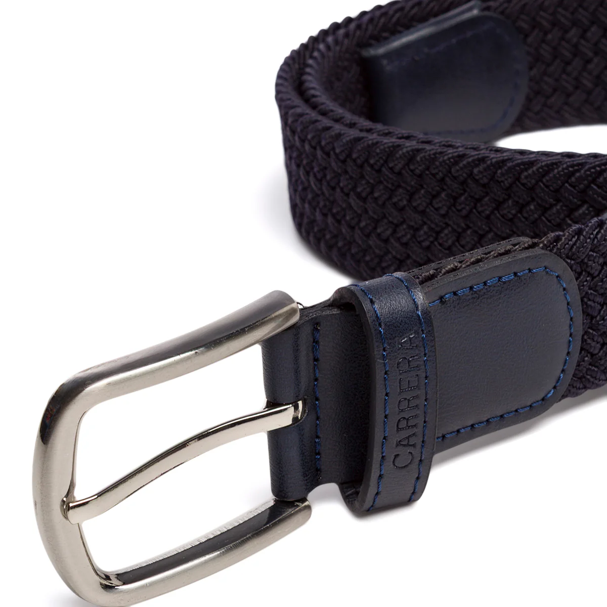 Cintura da Uomo Blu Intrecciata con Fibbia in Metallo Carrera - Image 4