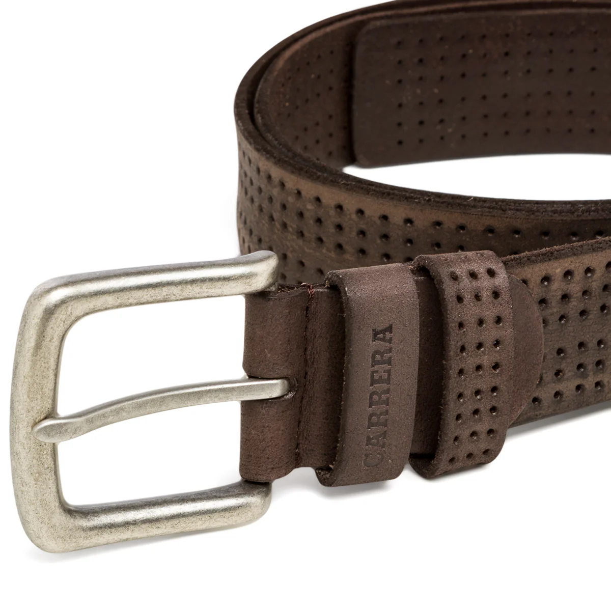Cintura da uomo in pelle marrone con dettagli traforati Carrera Jeans - Image 4