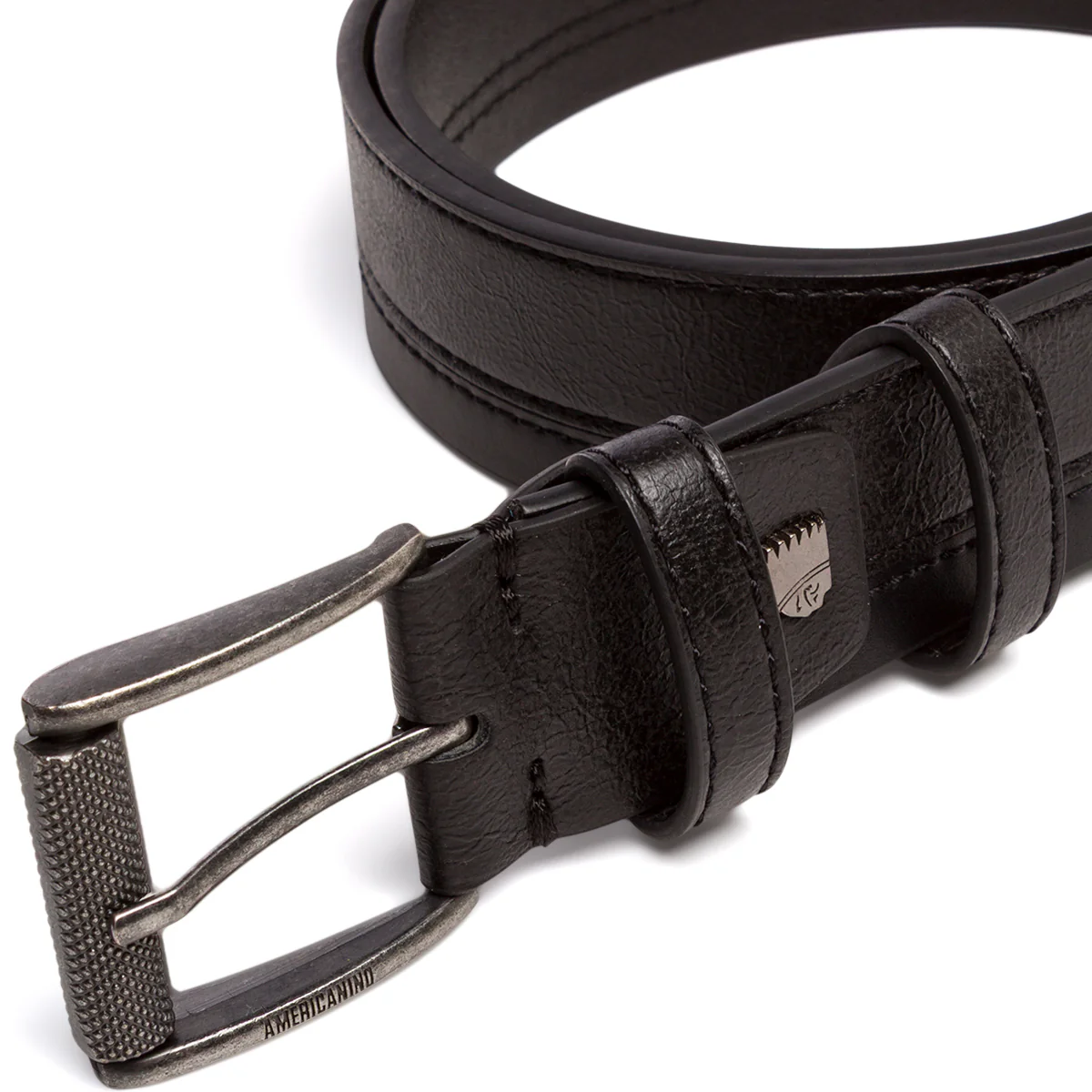 Cintura da Uomo Nera con Fibbia Rettangolare Americanino - Image 4