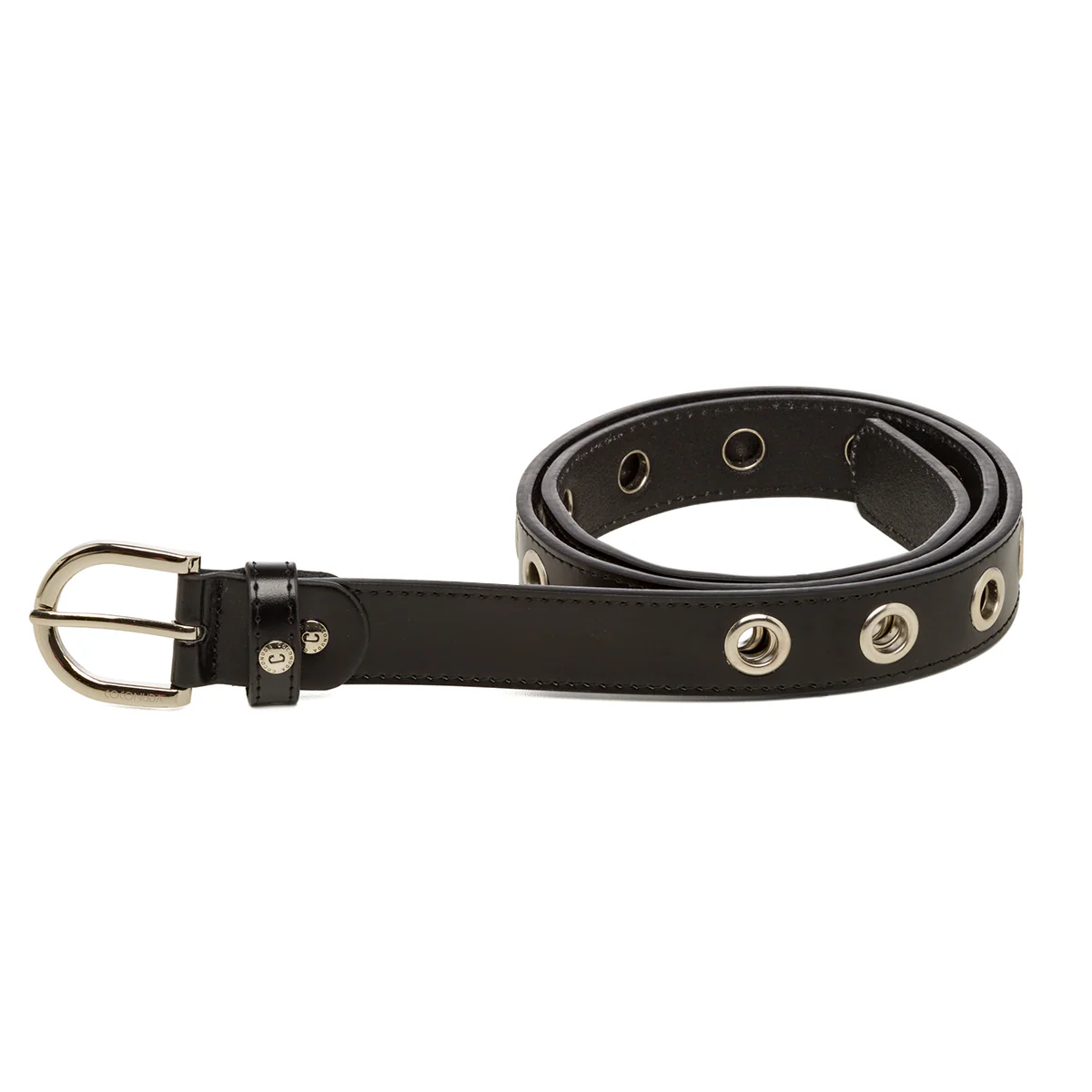 Cintura nera da donna in pelle con occhielli in metallo Coconuda - Image 3