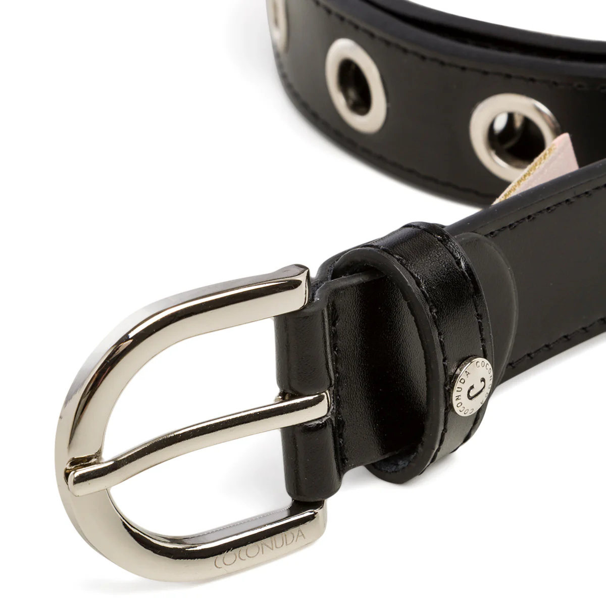 Cintura nera da donna in pelle con occhielli in metallo Coconuda - Image 4