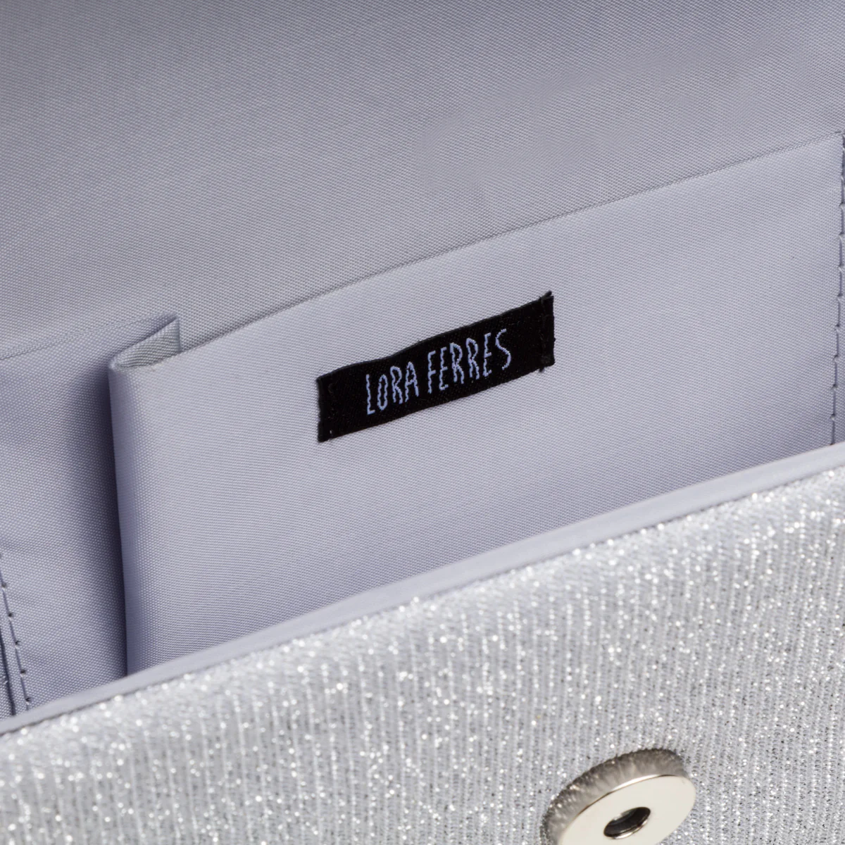Clutch argento con glitter da donna Lora Ferres - Image 4