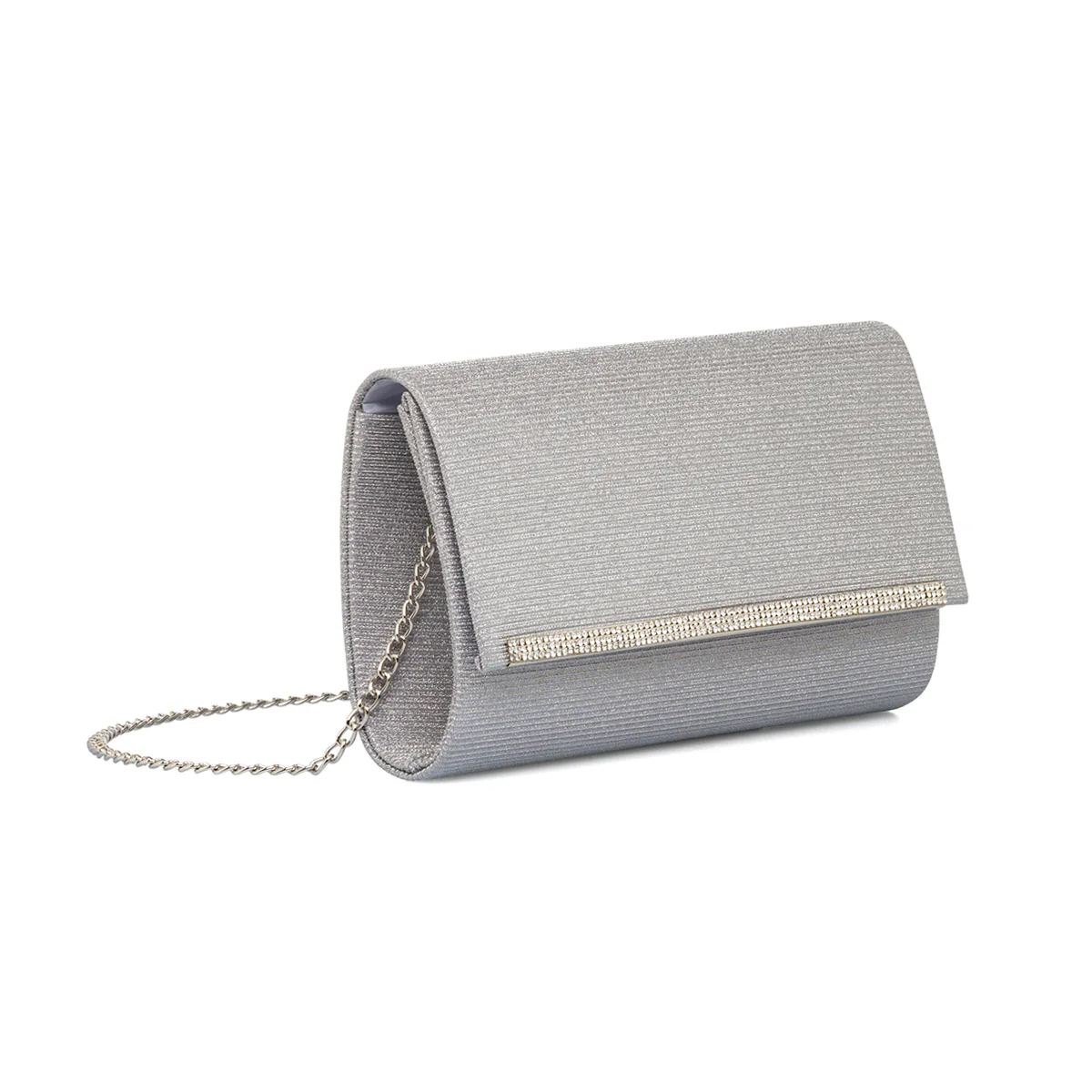 Clutch argento con glitter e strass da donna Lora Ferres - Image 3
