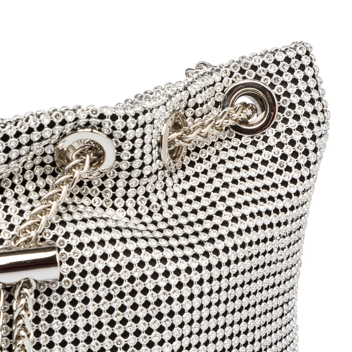 Clutch argento da donna con strass Lora Ferres - Image 4