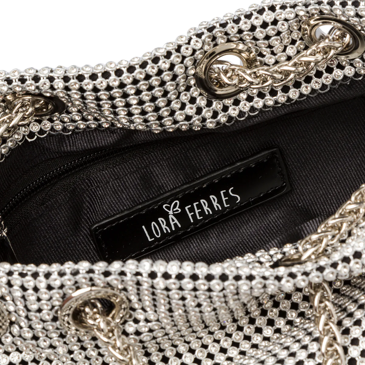 Clutch argento da donna con strass Lora Ferres - Image 5