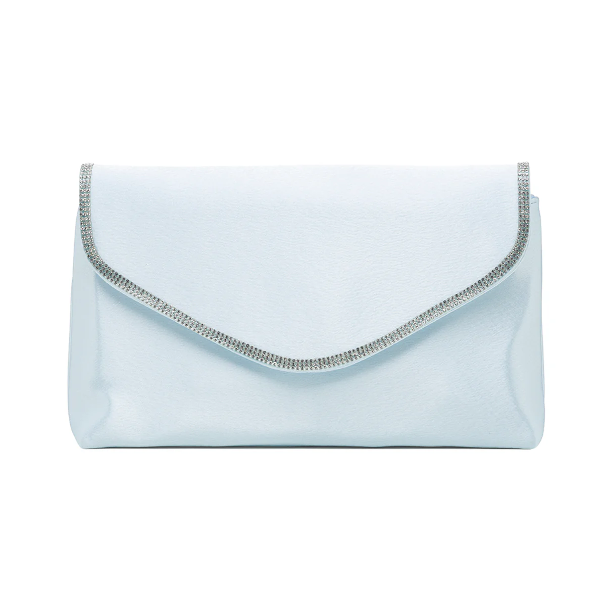 Clutch azzurra in raso da donna con strass Romeo Gigli Milano Yuri
