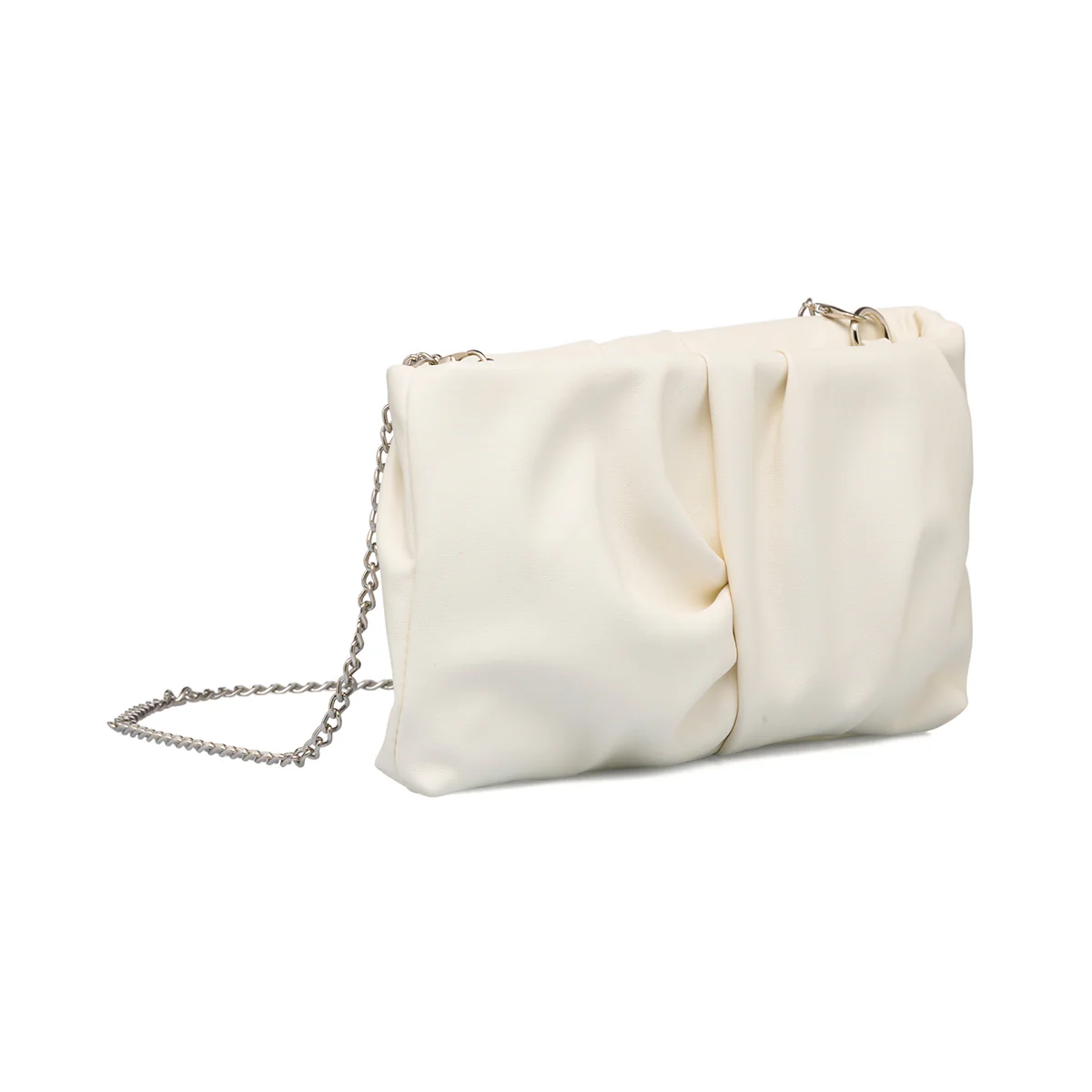 Clutch bianca off-white effetto arricciato da donna Lora Ferres - Image 2