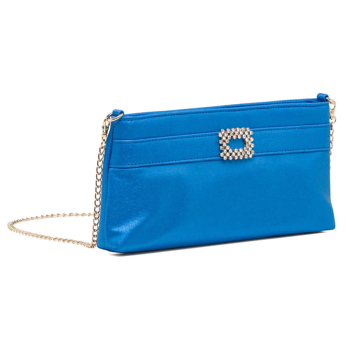 Clutch blu in raso da donna con strass Romeo Gigli Milano Zak - Image 3