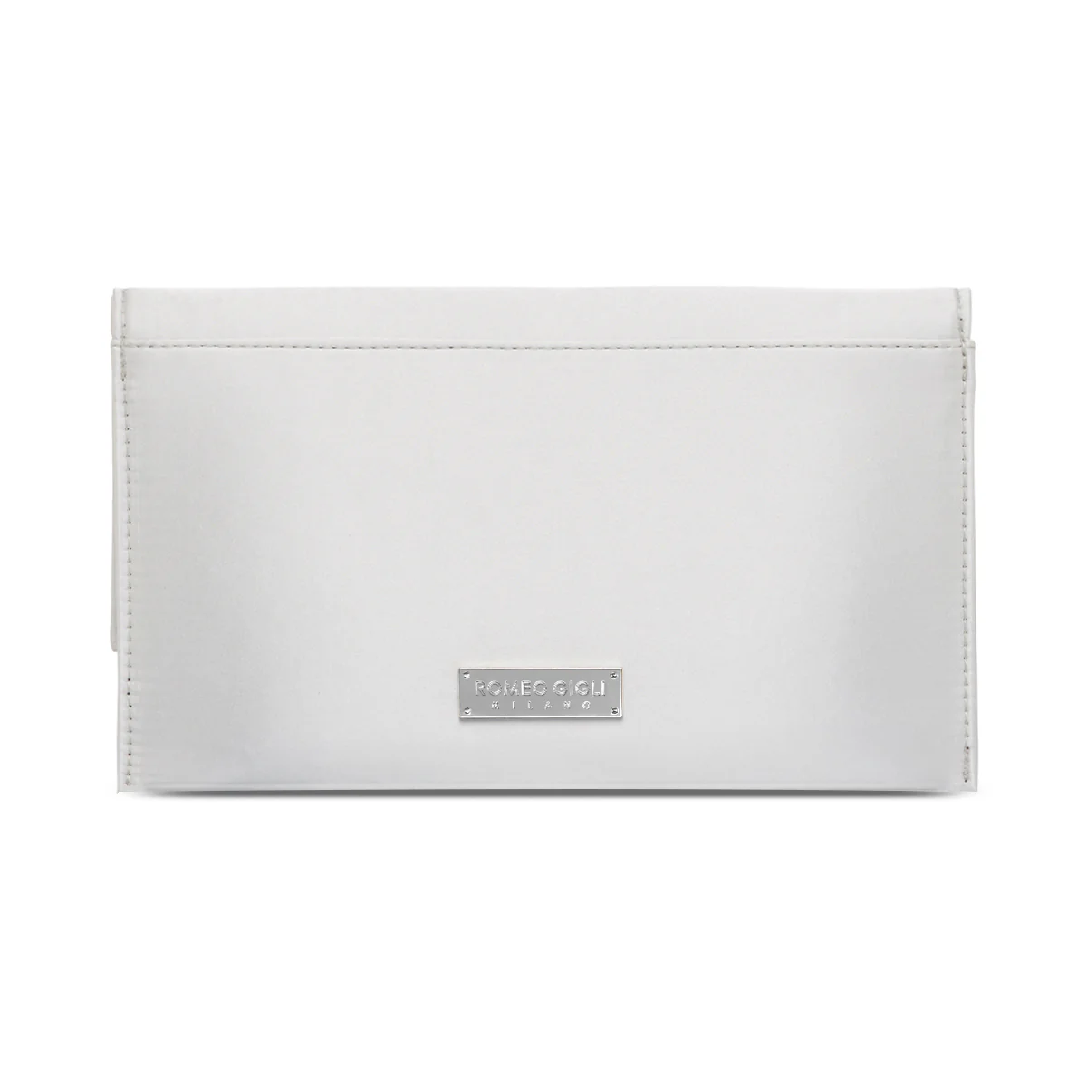 Clutch da donna argento in raso con strass Romeo Gigli Milano Stacey - Image 2