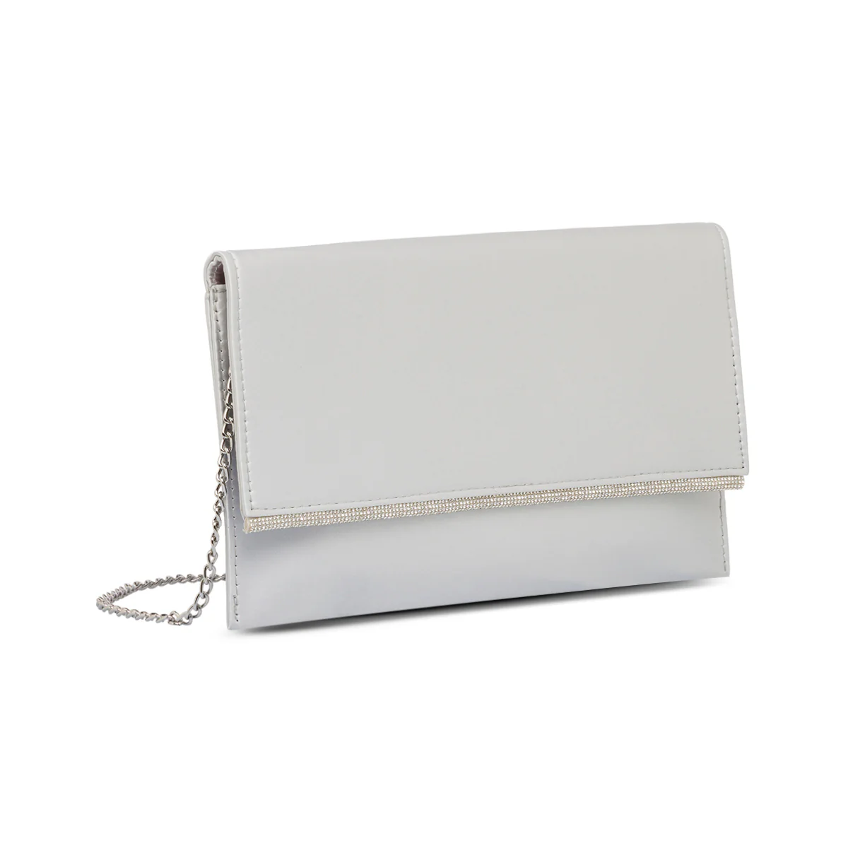 Clutch da donna argento in raso con strass Romeo Gigli Milano Stacey - Image 3