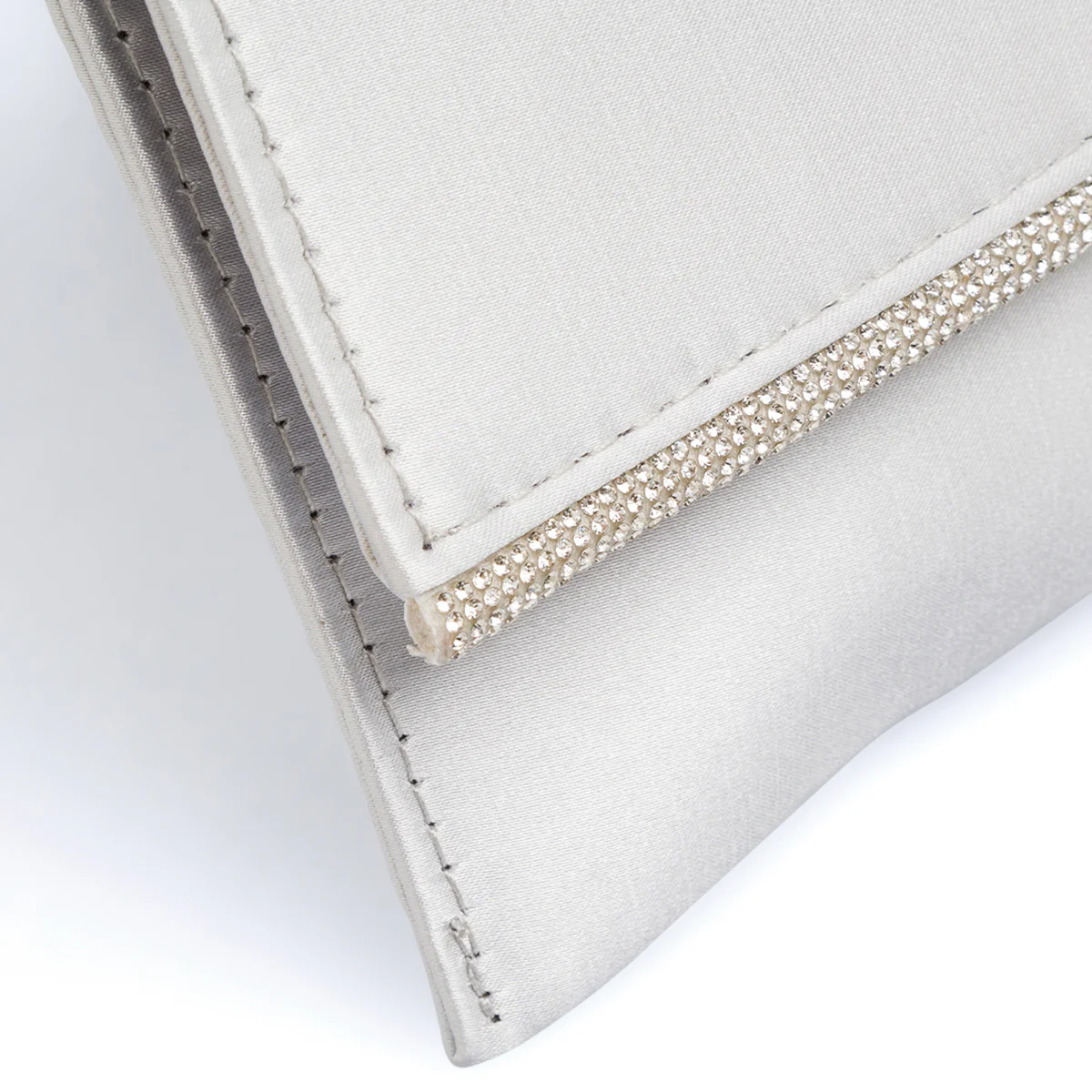Clutch da donna argento in raso con strass Romeo Gigli Milano Stacey - Image 4