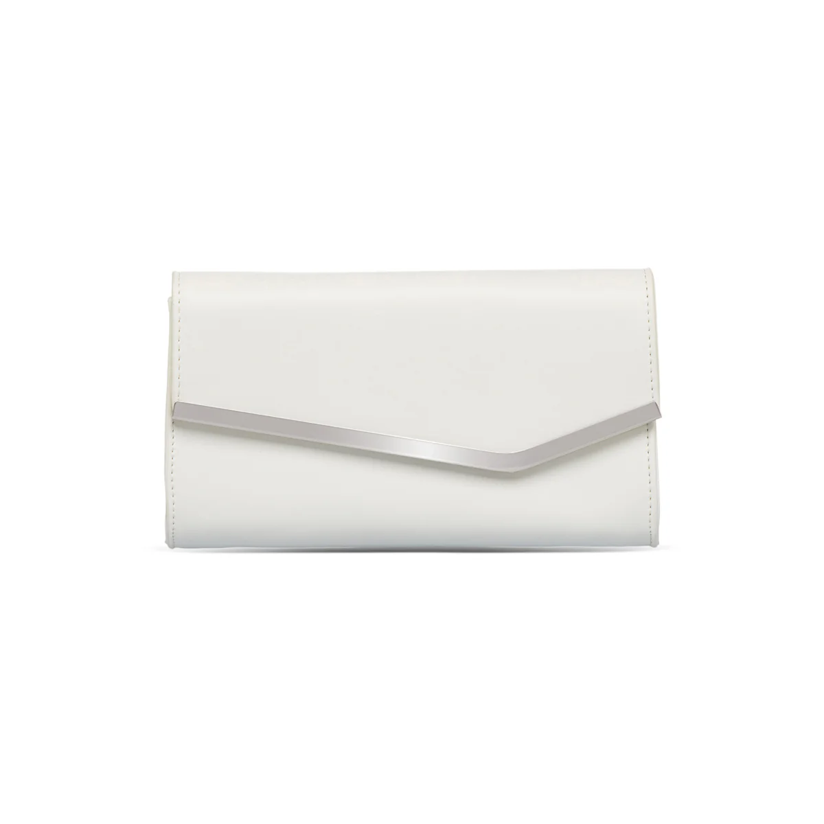 Clutch da donna bianca con dettaglio in metallo frontale Lora Ferres