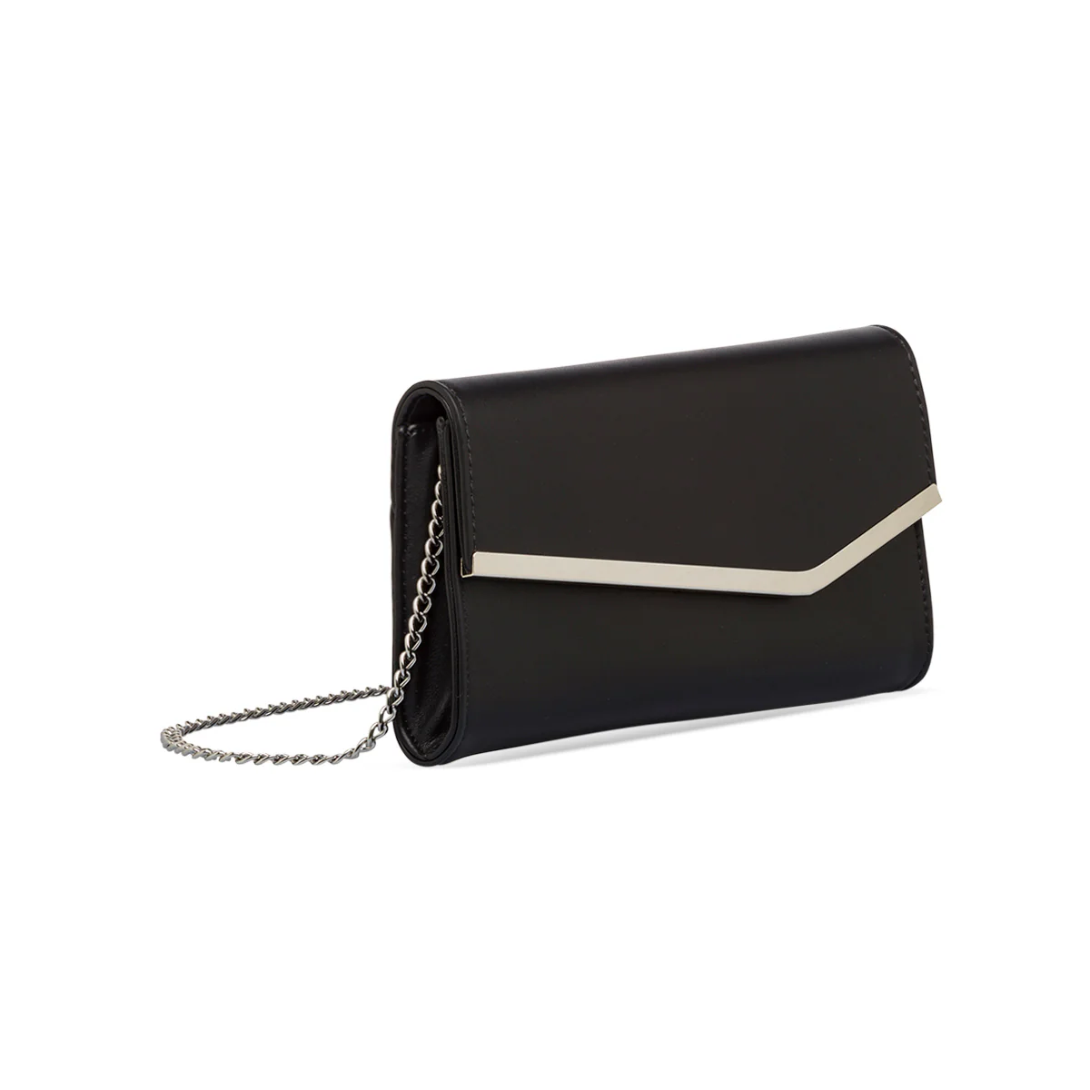 Clutch da donna nera con dettaglio in metallo frontale Lora Ferres - Image 2