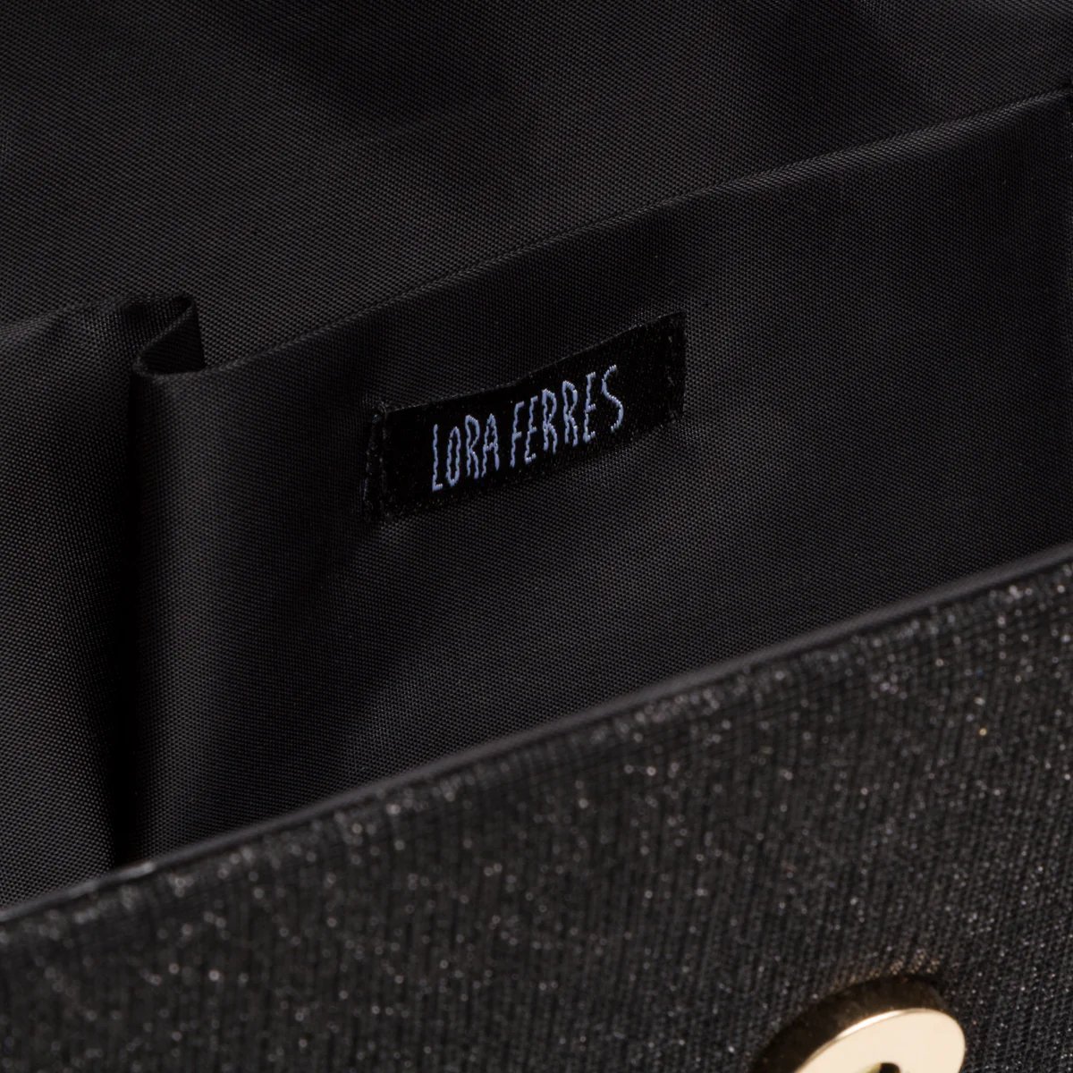 Clutch nera con glitter da donna Lora Ferres - Image 4
