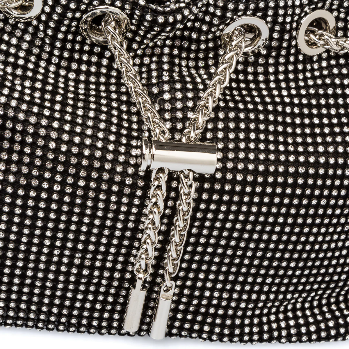 Clutch nera da donna con strass argentati Lora Ferres - Image 4