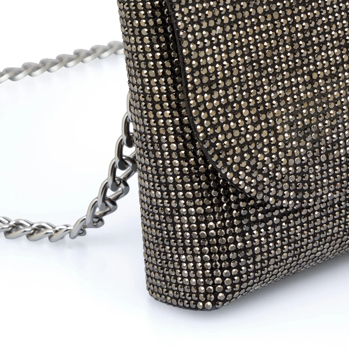 Clutch nera da donna con strass Lora Ferres - Image 3