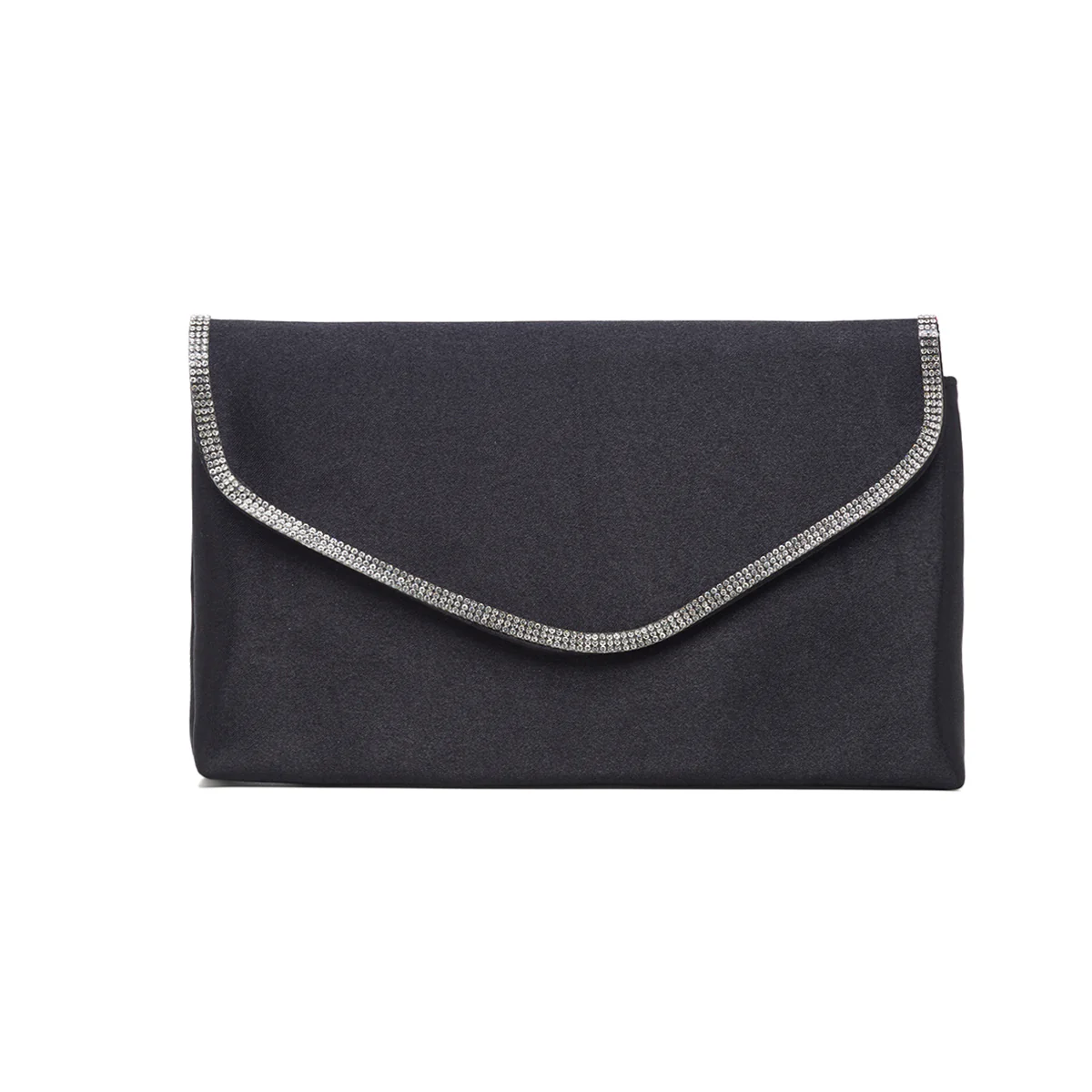 Clutch nera in raso da donna con strass Romeo Gigli Milano Yuri