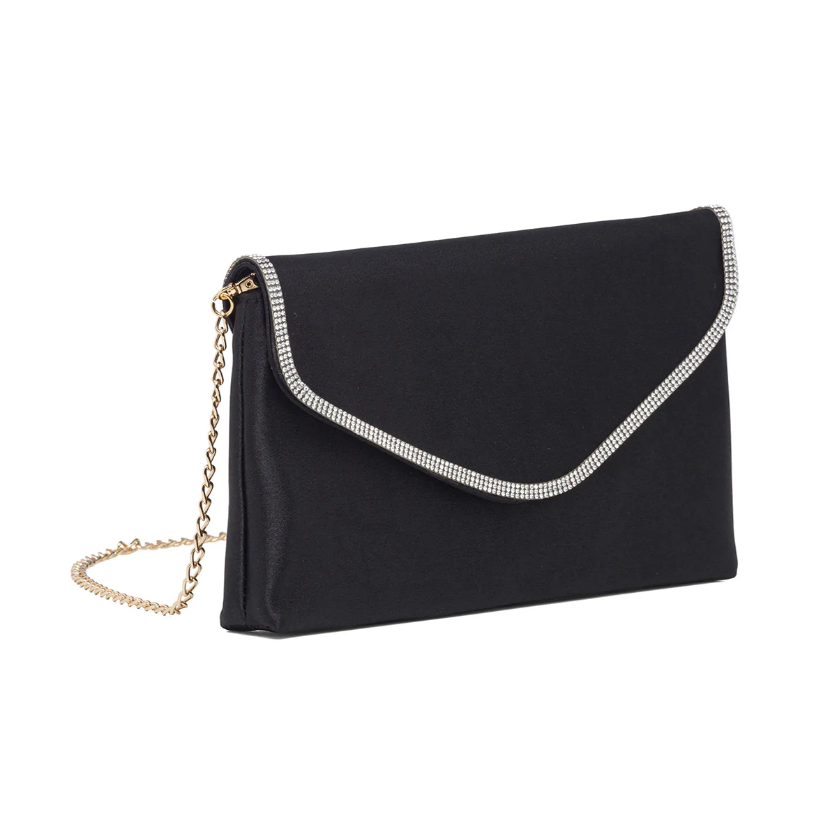 Clutch nera in raso da donna con strass Romeo Gigli Milano Yuri - Image 3