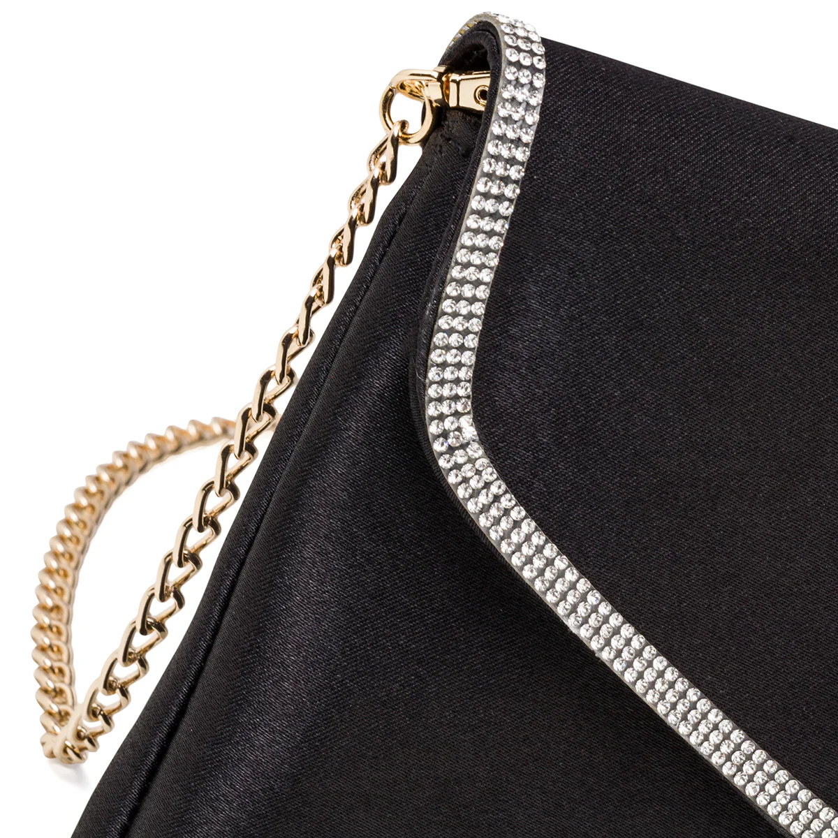 Clutch nera in raso da donna con strass Romeo Gigli Milano Yuri - Image 5