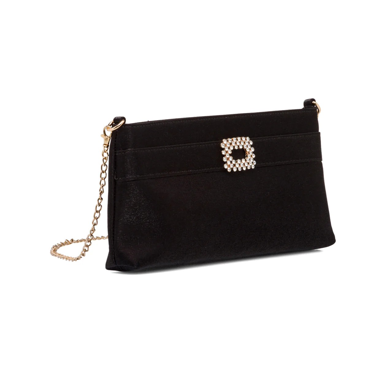 Clutch nera in raso da donna con strass Romeo Gigli Milano Zak - Image 3