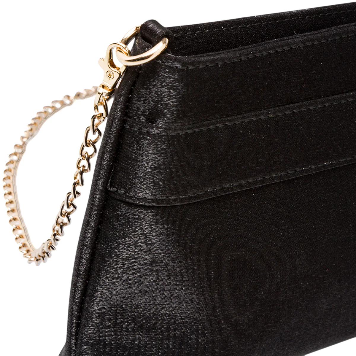 Clutch nera in raso da donna con strass Romeo Gigli Milano Zak - Image 4