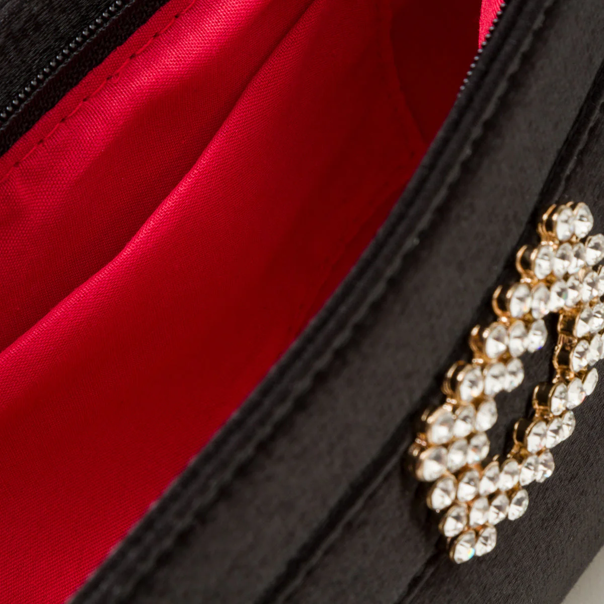 Clutch nera in raso da donna con strass Romeo Gigli Milano Zak - Image 6