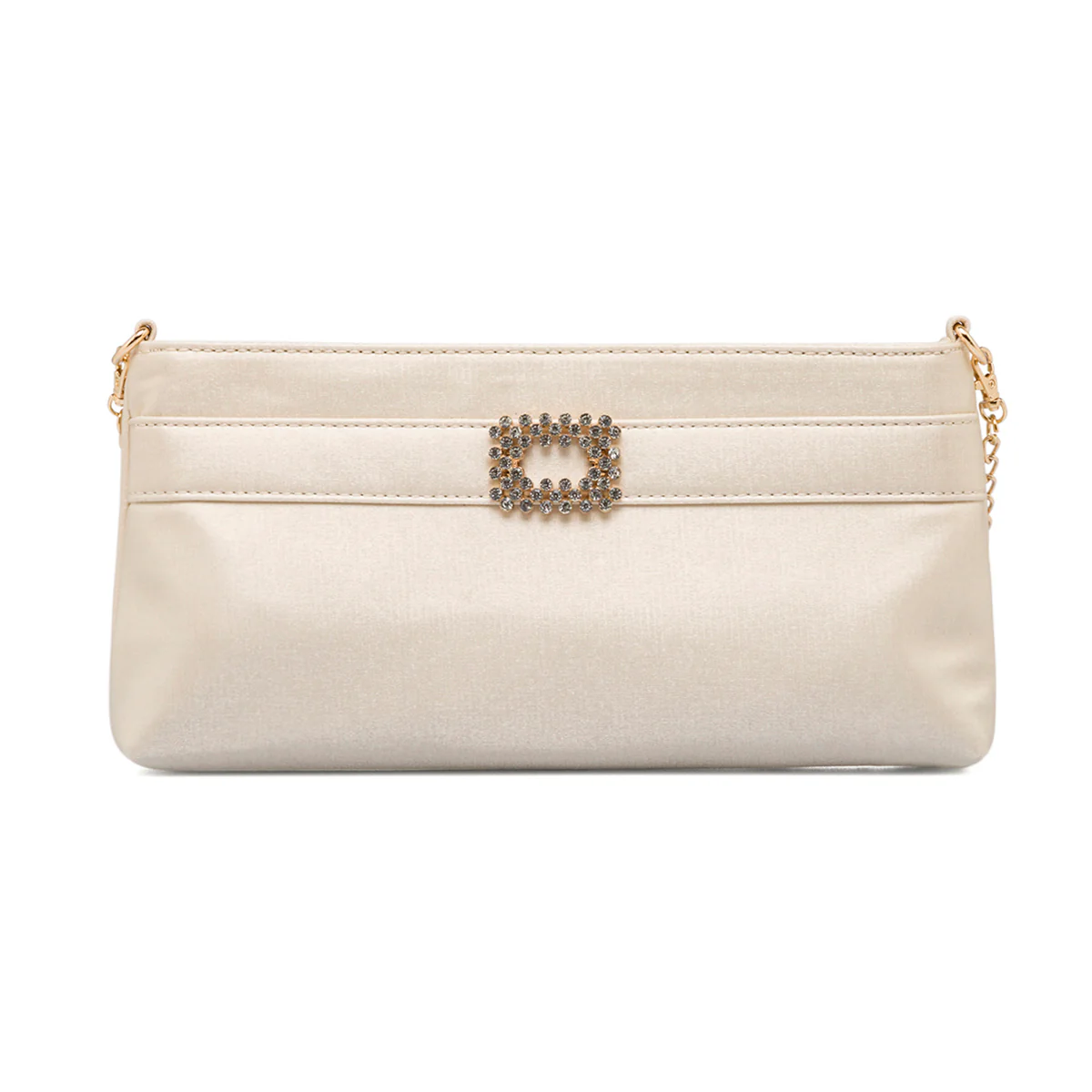 Clutch platino in raso da donna con strass Romeo Gigli Milano Zak