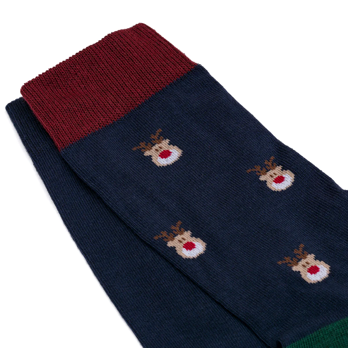 Confezione da 2 paia di calzini natalizi blu da uomo con ricamo Renna di Natale - Image 5