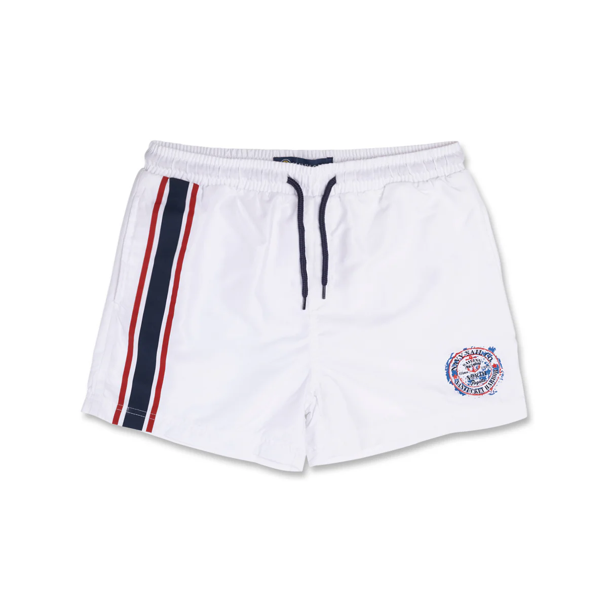 Costume da Bagno Boxer da Uomo bianco con dettaglio blu e rosso Navy Sail