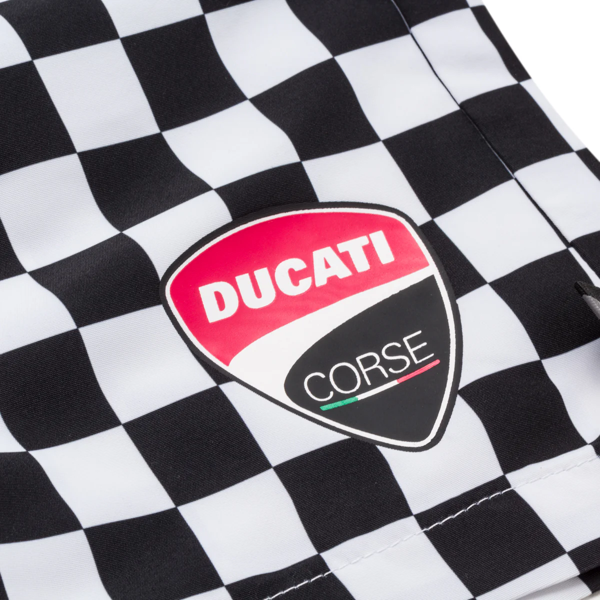 Costume da bagno da bambino bianco e nero a scacchi Ducati Corse - Image 3