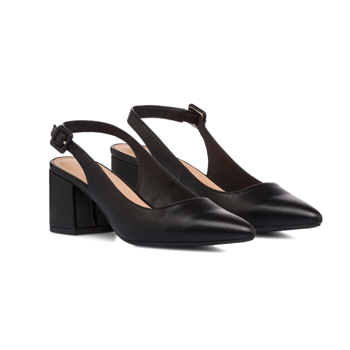 Décolleté slingback nere con cinturino e tacco a blocco 6 cm Lora Ferres - Image 2