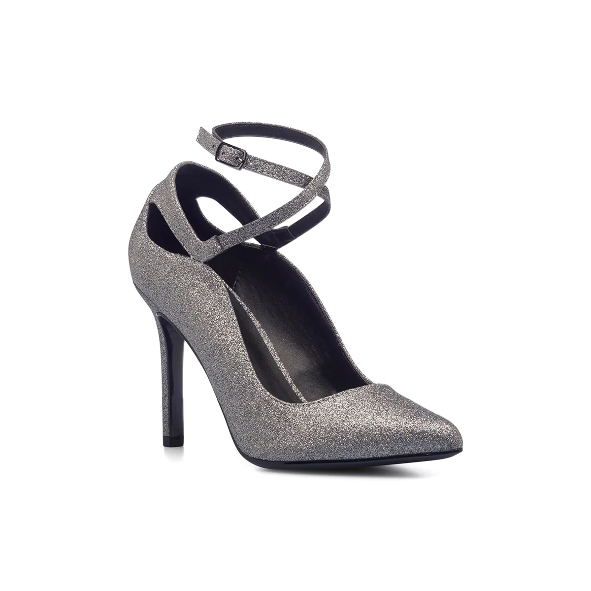 Décolleté argento glitterate con cinturino incrociato e tacco a stiletto 9 cm Lora Ferres - Image 2