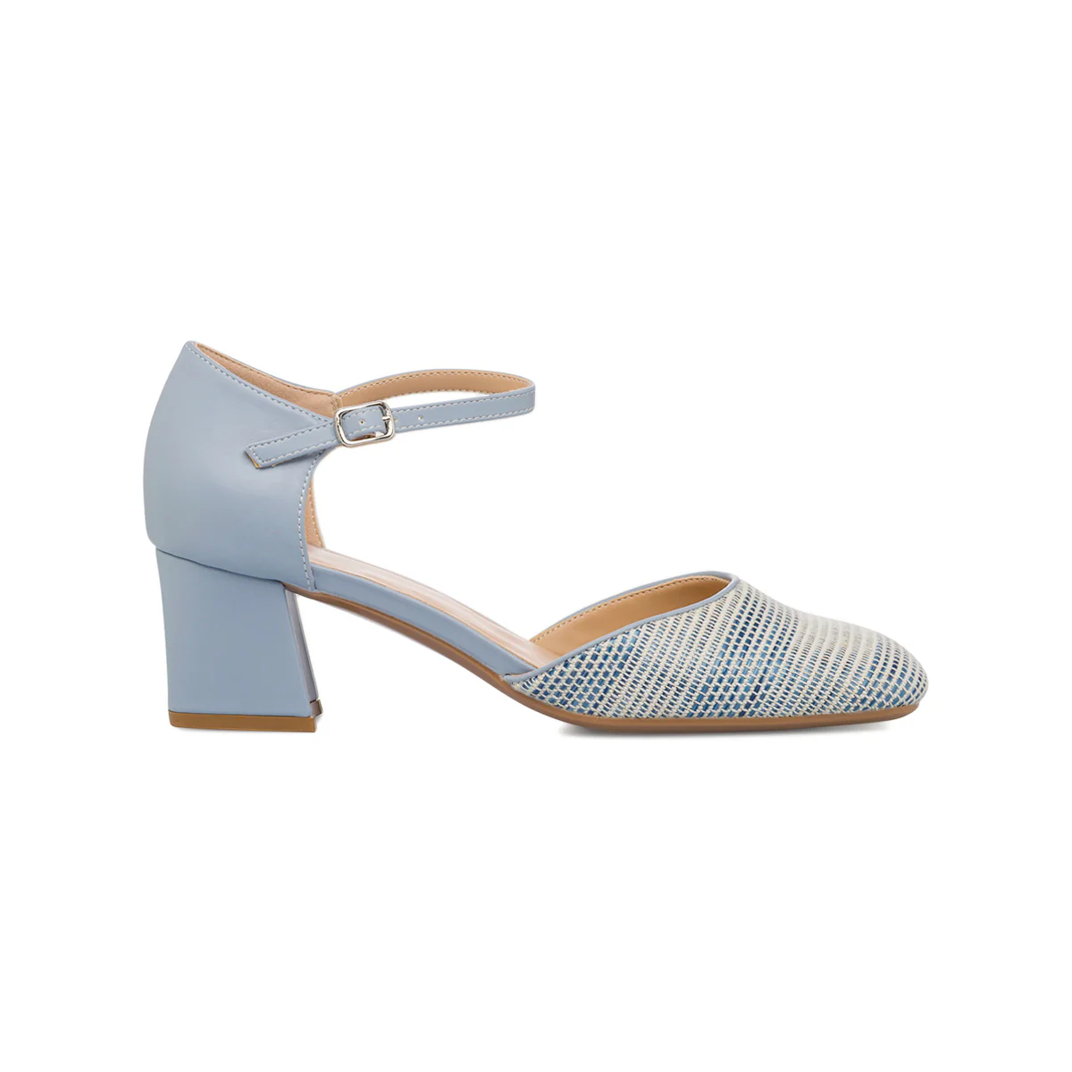 Décolleté azzurre da Donna con dettaglio effetto rafia e tacco blocco 5,5 cm Swish Jeans