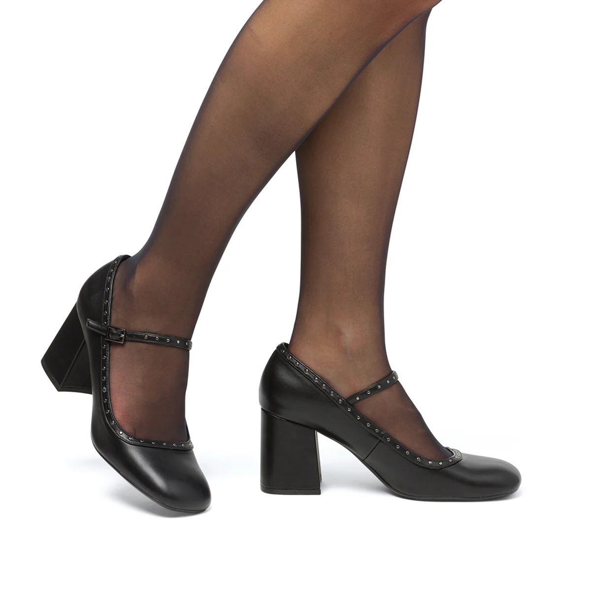Décolleté Mary Jane bebé da donna con tacco 7,5 cm e borchie nere Swish Jeans