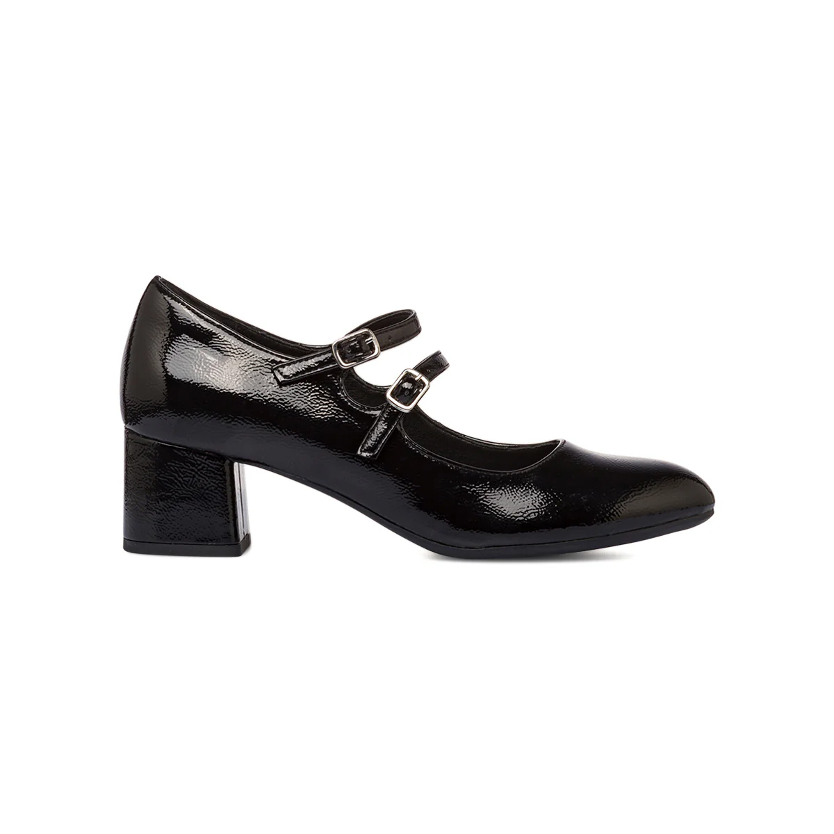 Décolleté Mary Jane bebé donna nere effetto vernice con tacco 5 cm P Soft - Image 4