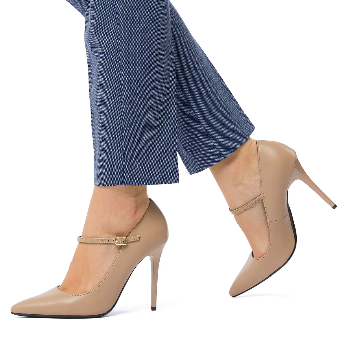Décolleté beige con cinturino e tacco a spillo 10 cm Lora Ferres