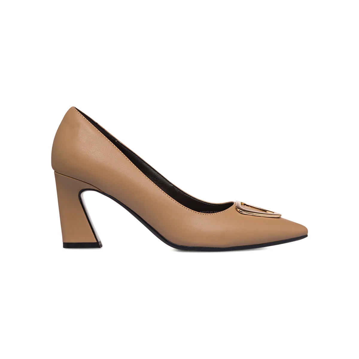 Décolleté beige da donna Lora Ferres con tacco 7,5 cm e fibbia dorata - Image 4
